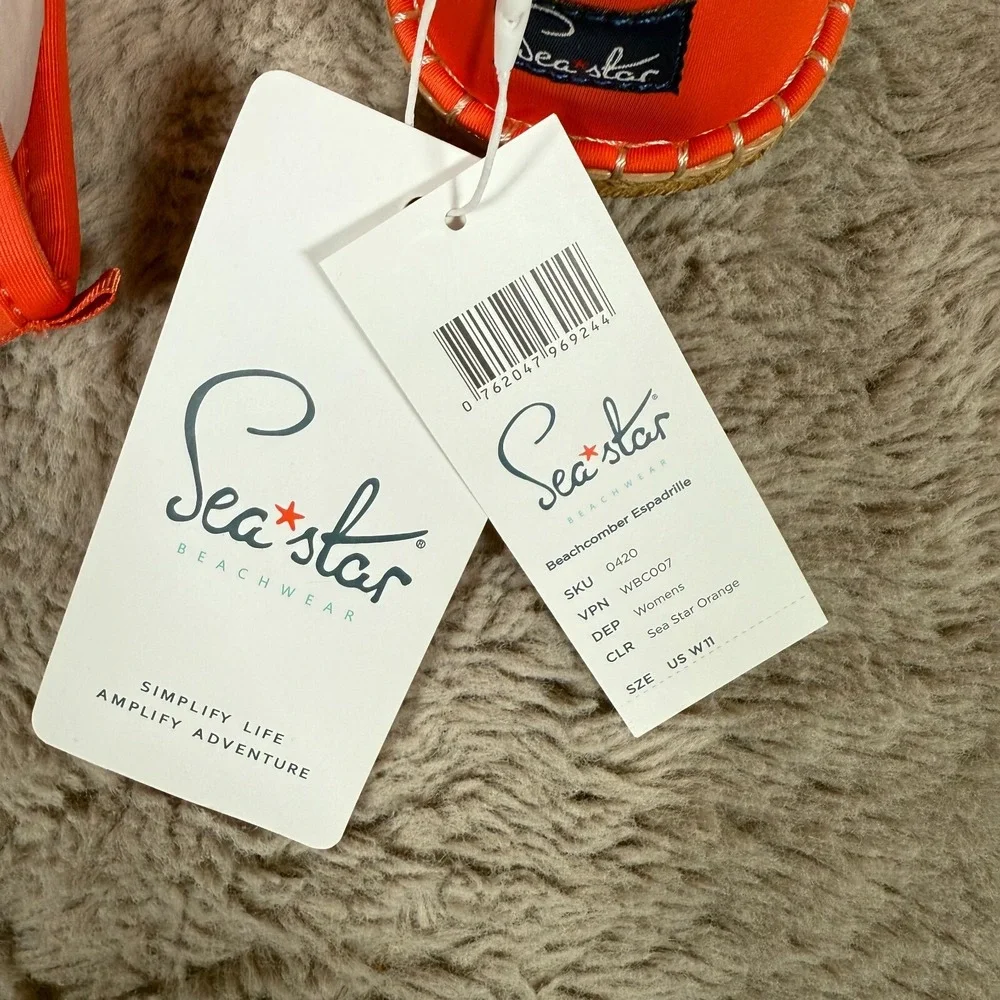 NWT‎ SEA STAR BEACHWEAR Women Beachcomber Orange Espadrille Water Shoes  W 11